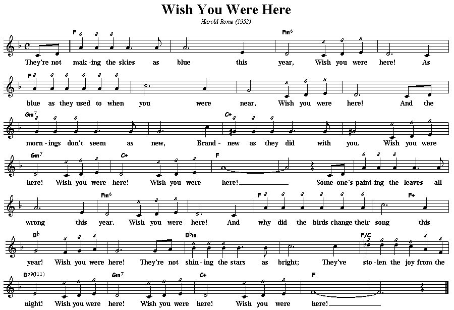 wish you were here lyrics